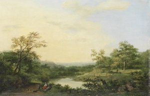 ロマンチックな川の風景 作： Hendrik Pieter Koekkoek